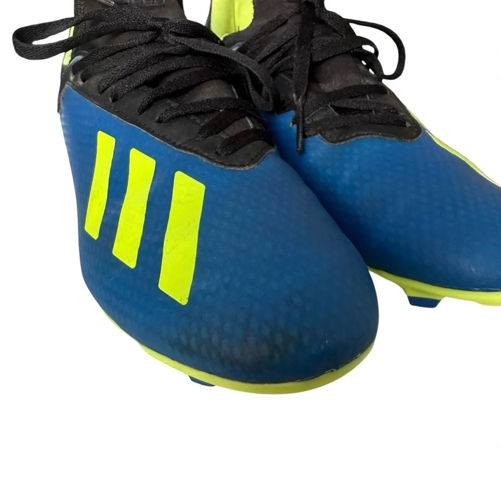 Adidas X 18.3 FG Soccer Cleats Men’s 5 Blue Black Yellow Striped Athletic Shoes